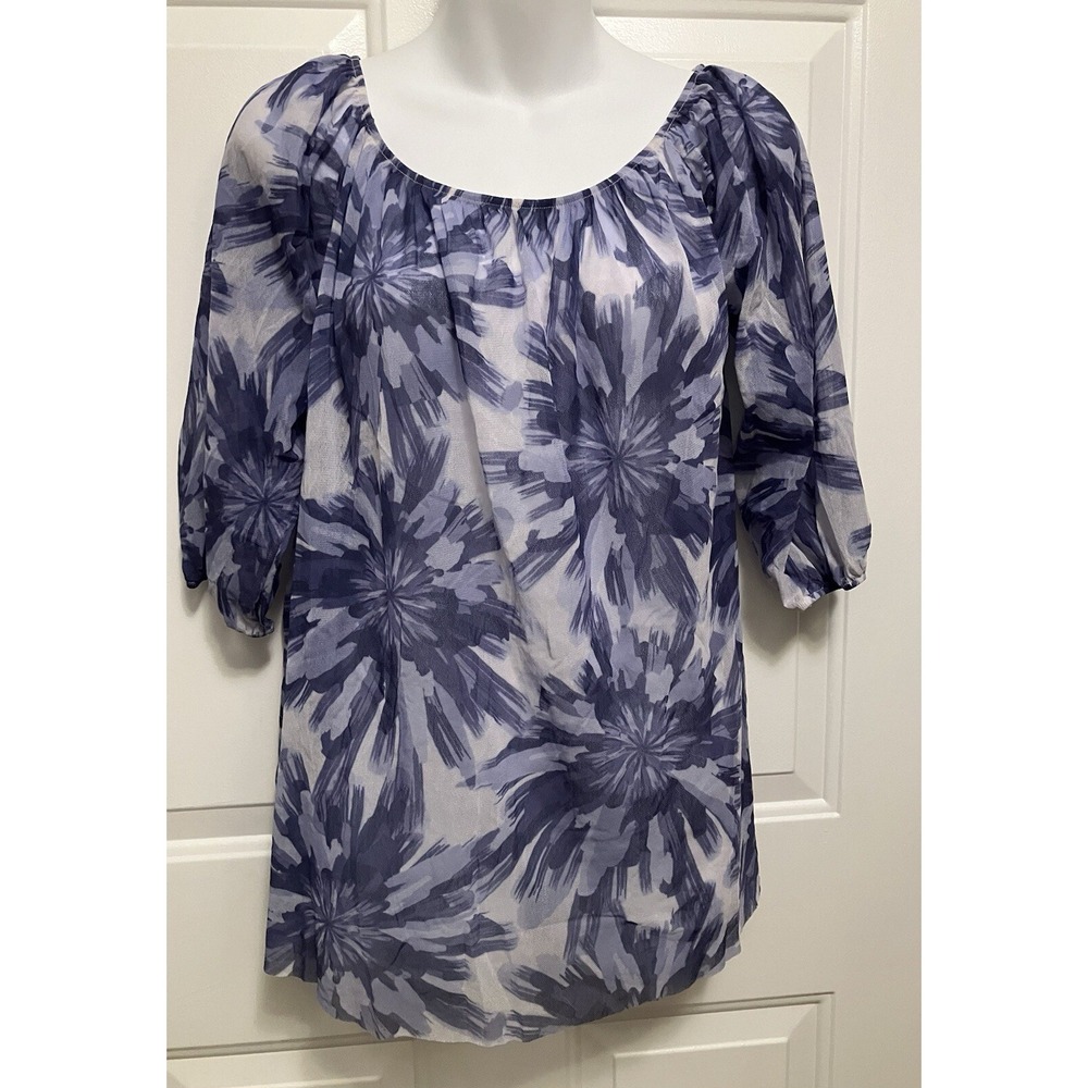 Sweet Pea by Stacy Frati Women's Vintage 90s Lotus Mesh Boho Top Shirt Sz Medium